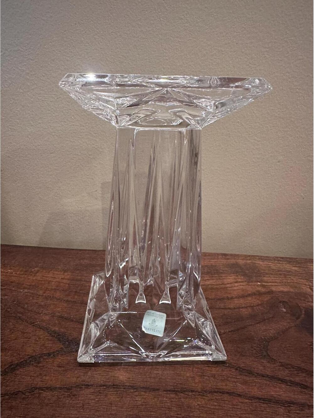 Vintage PartyLite P7374 Quad Prism Crystal Pedestal Candleholder 7”